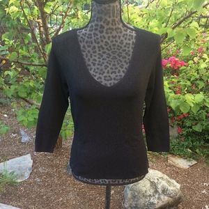 Worthington Black V-Neck Long Sleeve Shirt - Size Small